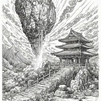 A meteorite strikes a Japanese temple site, 9th century